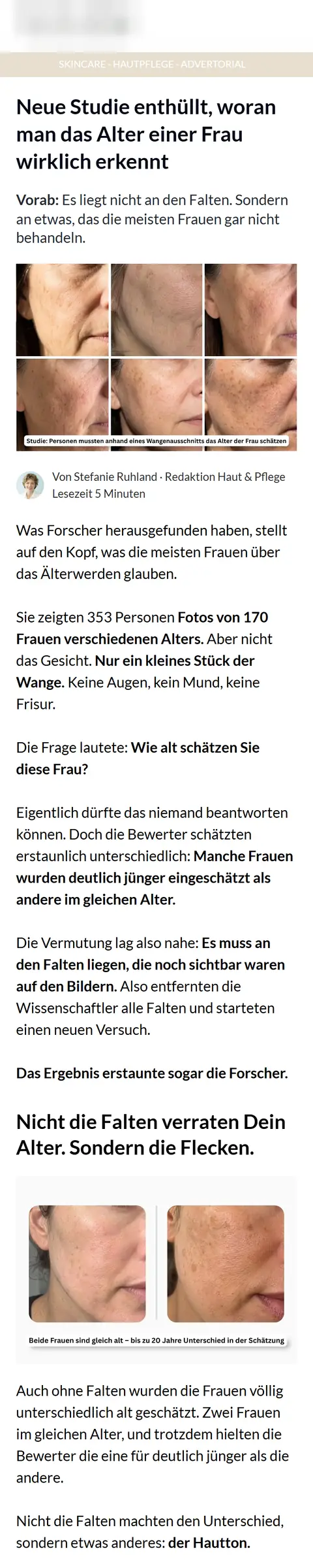 Advertorial für eine Hautpflege-Brand: Neue Studie enthüllt, woran man das Alter einer Frau wirklich erkennt