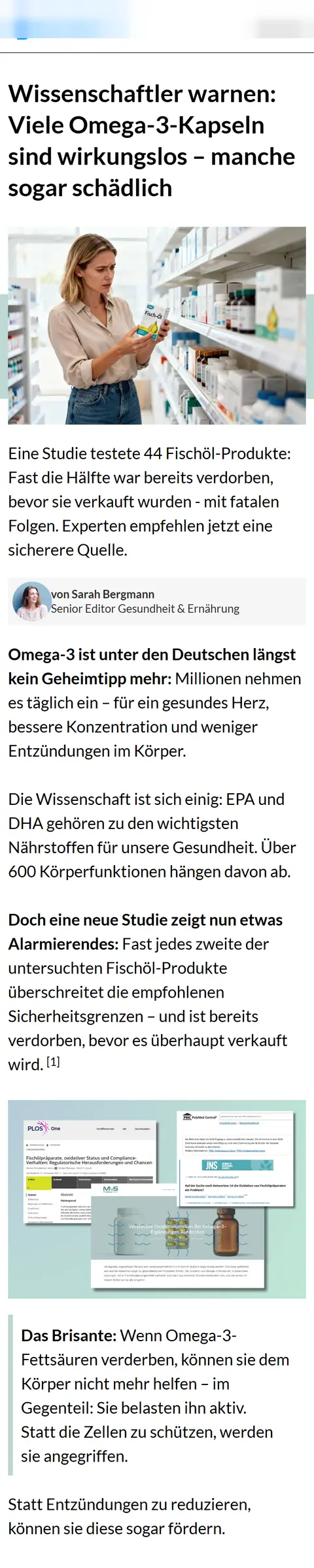 Advertorial für eine Supplement-Brand: Viele Omega-3-Kapseln sind wirkungslos